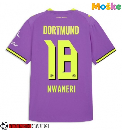 Moške Nogometnih dresov Borussia Dortmund Ethan Nwaneri #18 Tretji 2026-27 Kratki rokavi Moške Nogometnih dresov Borussia Dortmund Ethan Nwaneri #18 Tretji 2026-27 Kratki rokavi